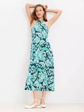 LOFT Teal & Aqua Paisley Maxi Dress